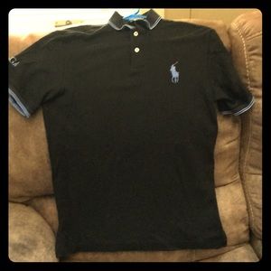 Polo, Men’s golf shirt, Small, black & blue